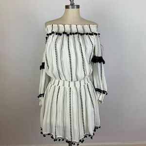 Tularosa Pom Off Shoulder Midi Dress